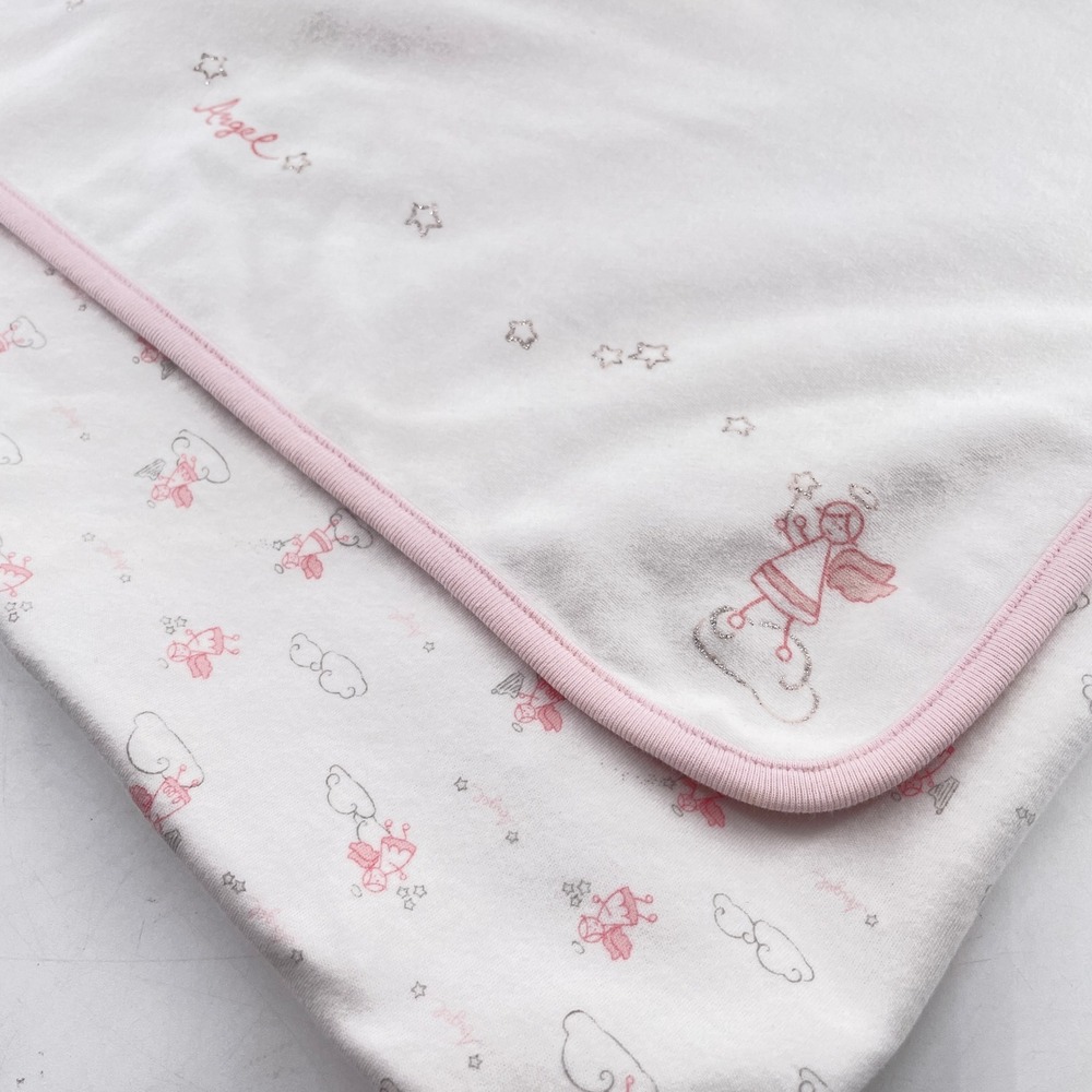 Gymboree Sleepy time Angel Blanket Pink White Stars 2002 Stars 37x29 Sparkle